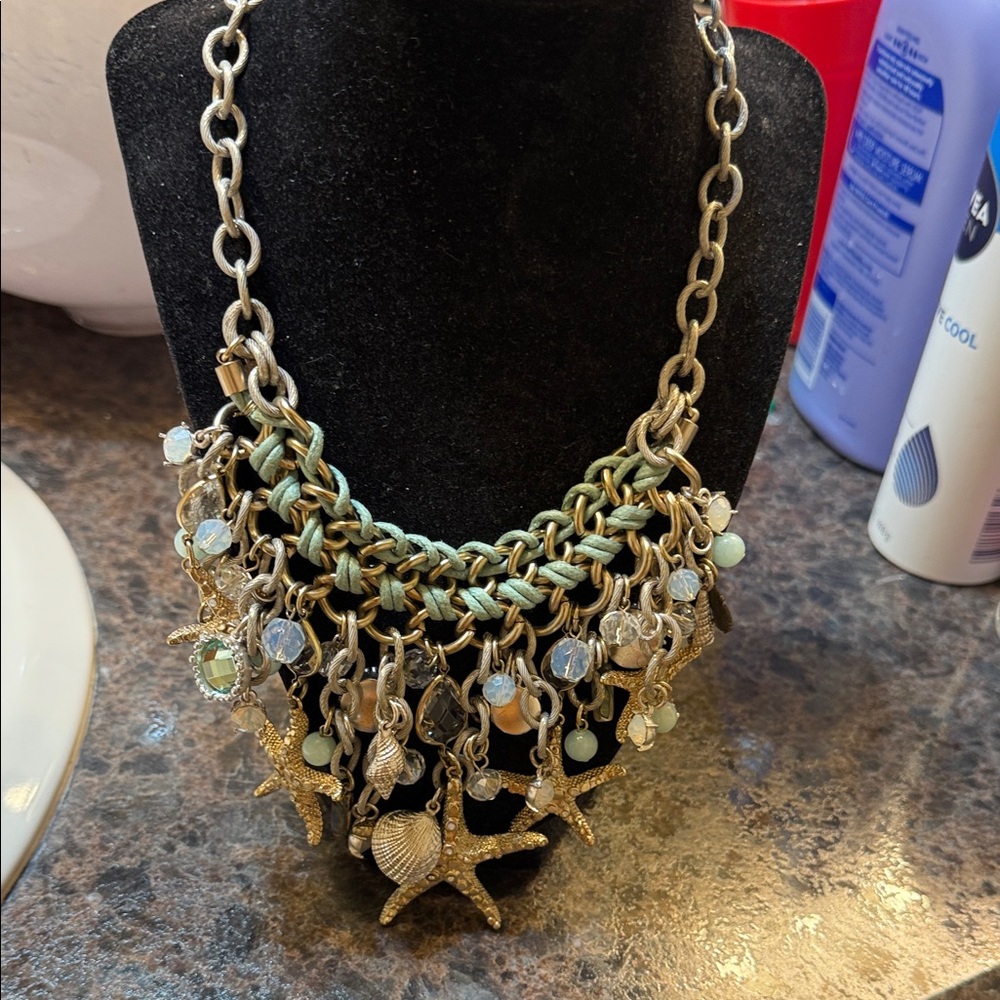 Gold and Silver Starfish Charm Necklace